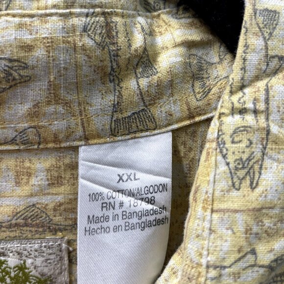 Isle of Palms Panama Jack Shirt Adult Size 2XL Yellow Gray Fish Button Men's - Picture 5 of 7